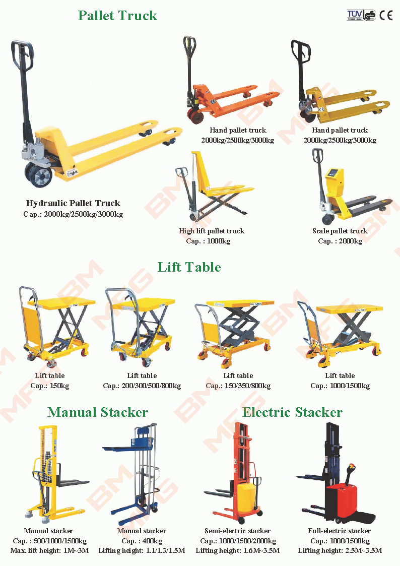 Pallet Truck, Lift Table & Stacker